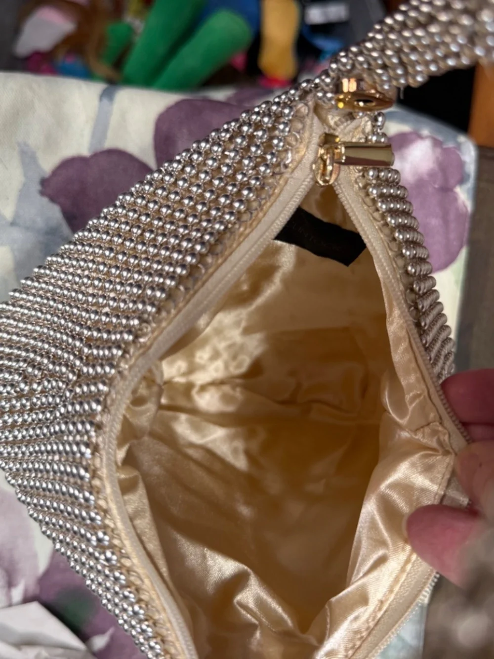 Jessica McClintock Beaded Evening Bag, Gold Toned